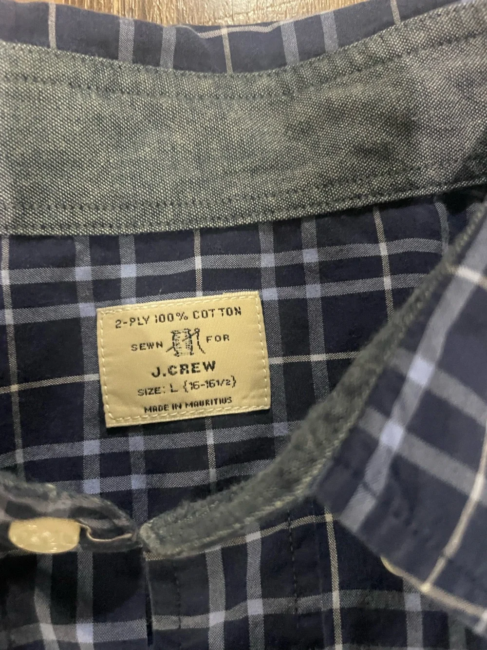 J. Crew Navy and White Plaid Button-Down Shirt